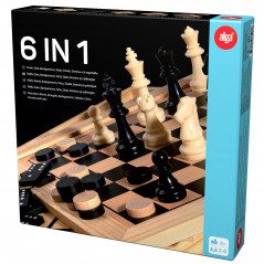 6 i 1 Spel från Alga (Schack, Dam, Backgammon, Domino, Kvarn och Yatzy)