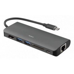 USB-C-dockningsstation med HDMI, RJ45, 2xUSB, USB-C port för laddning