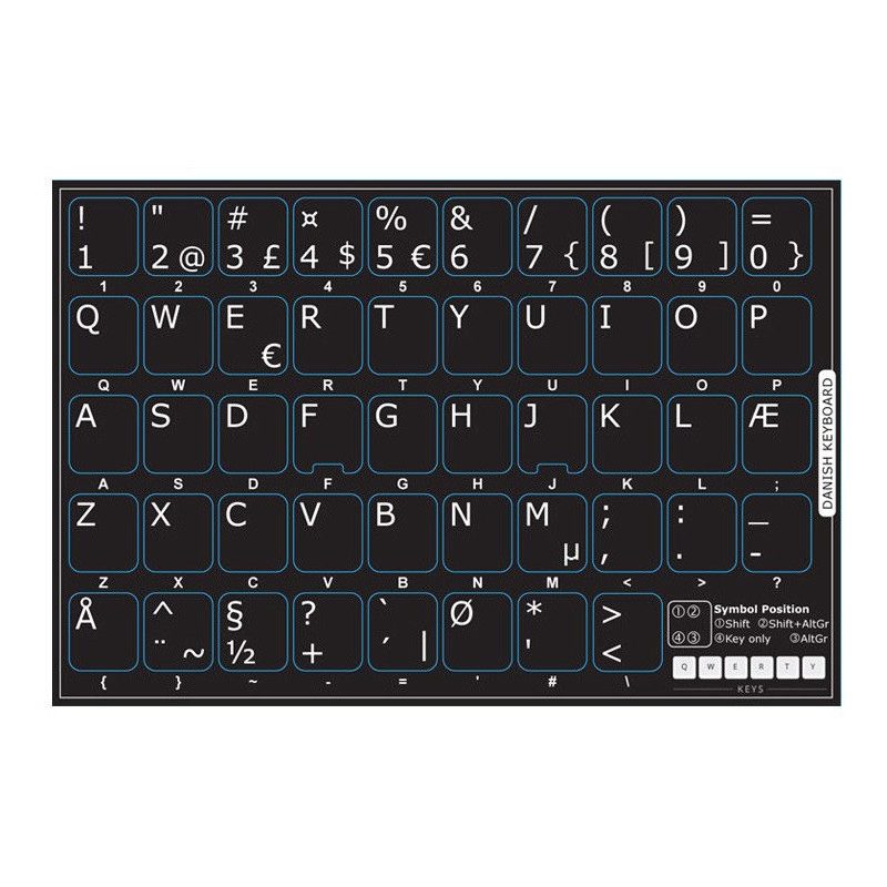 Övriga tillbehör - Klistermärken för utländska tangentbord (dansk svart)