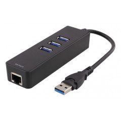 USB-nätverkskort gigabit med USB-hubb
